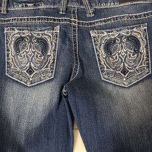 Stylish Blue Embroidered Women's Boot Cut Jeans